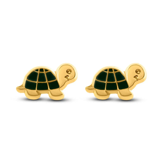14 Karat Yellow Turtle Screw Back Earrings