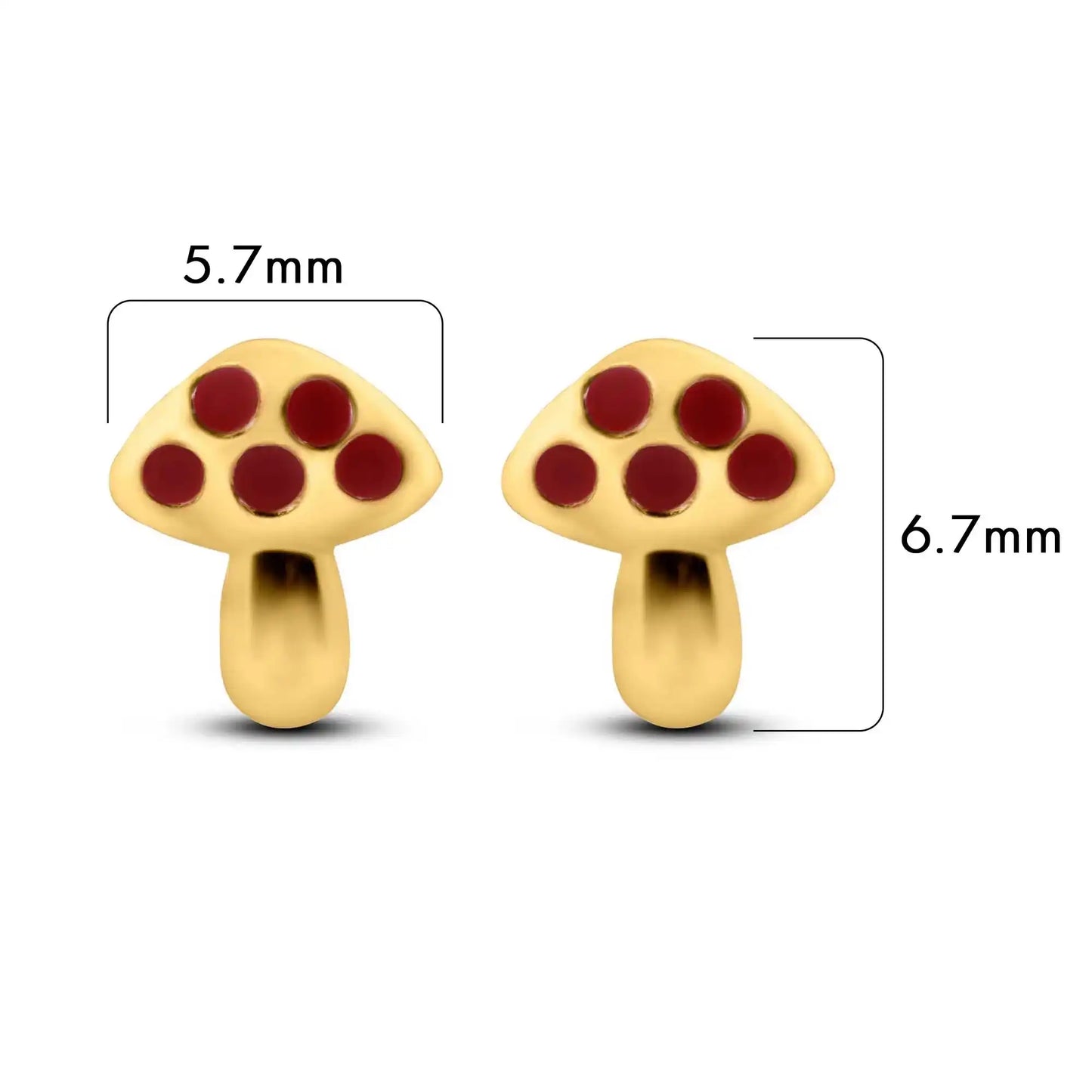14 Karat Yellow Gold Mushroom Screw Back Earrings