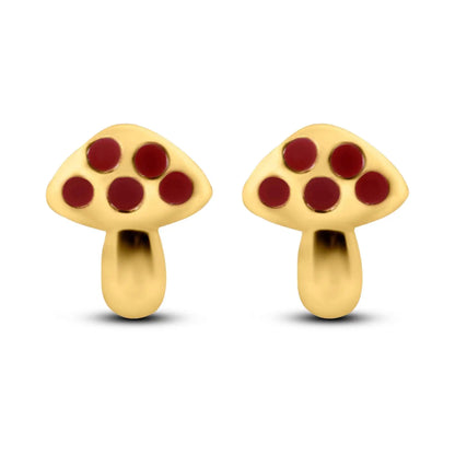 14 Karat Yellow Gold Mushroom Screw Back Earrings