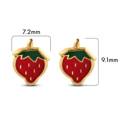 14 Karat Yellow Gold Strawberry Screw Back Earrings