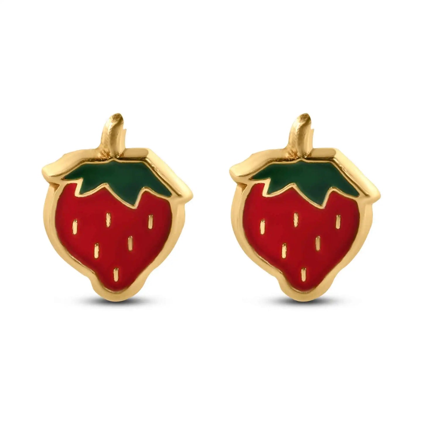 14 Karat Yellow Gold Strawberry Screw Back Earrings