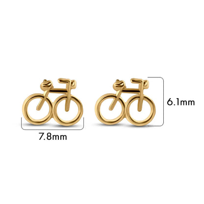 14 Karat Yellow Gold Bicycle Screw Back Earrings