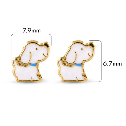14 Karat Yellow Dog Screw Back Earrings
