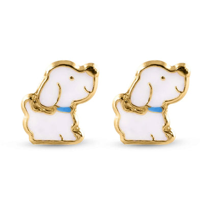 14 Karat Yellow Dog Screw Back Earrings