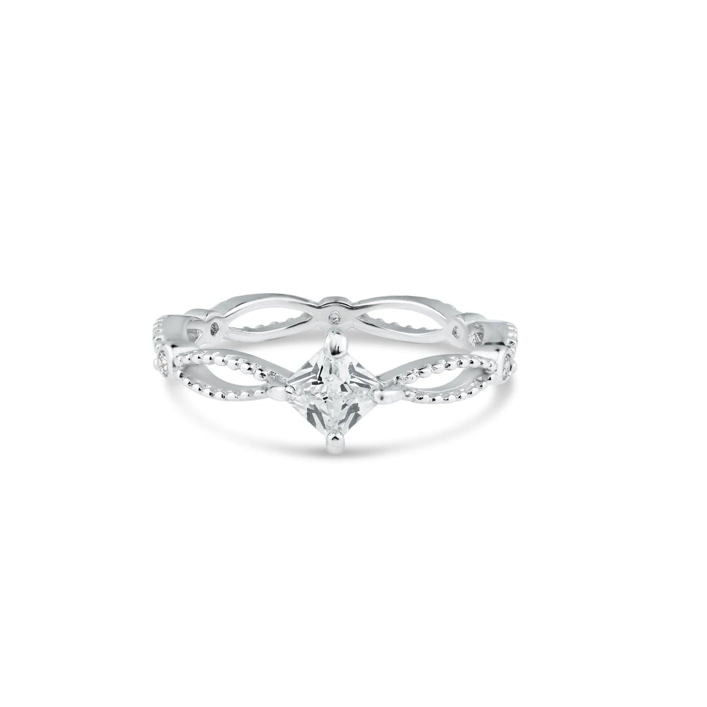 925 Sterling Silver Rhodium Plated Marquise Clear CZ Ring