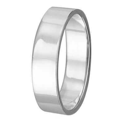 925 Sterling Silver High Polished  Plain Wedding Band Flat Ring