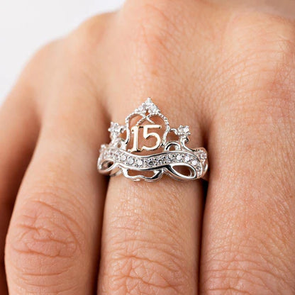 925 Sterling Silver Two-Tone Quinceanera Crown Ring
