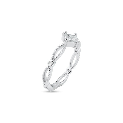 925 Sterling Silver Rhodium Plated Marquise Clear CZ Ring