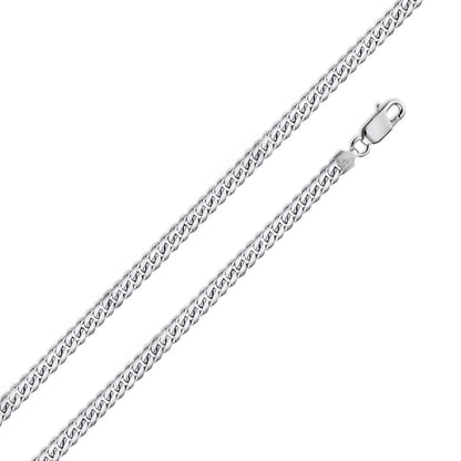 925 Sterling Silver Rhodium Plated Miami Cuban 080 Chain Link 2.6mm