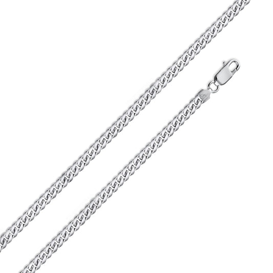 925 Sterling Silver Rhodium Plated Miami Cuban 080 Chain Link 2.6mm