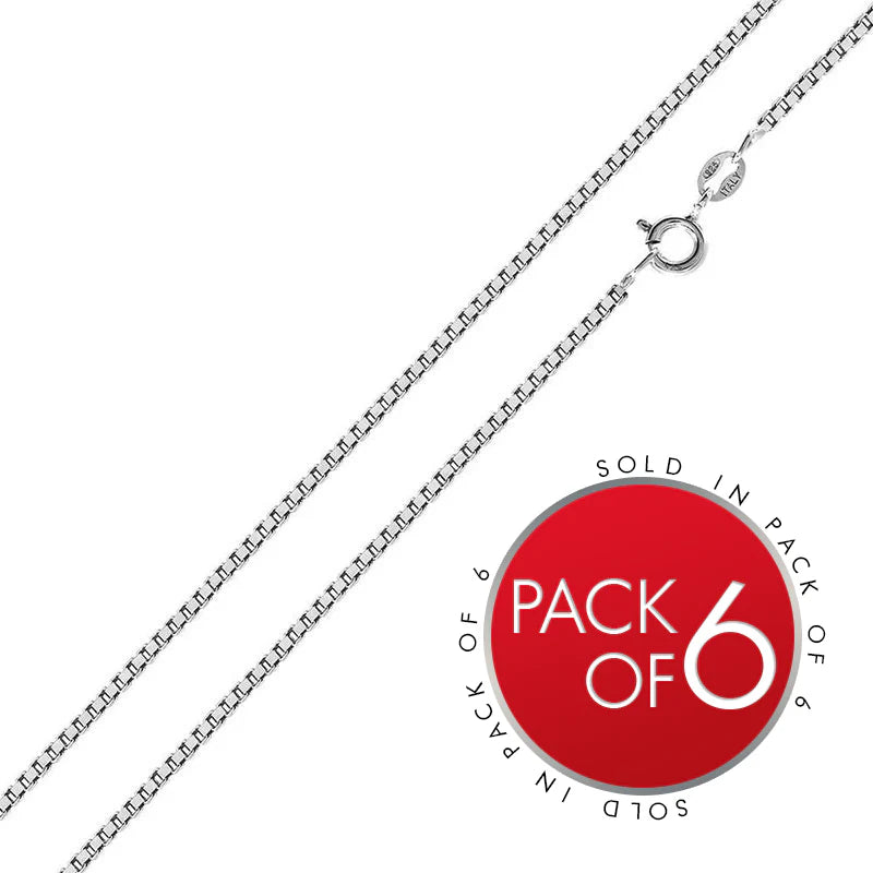 925 Sterling Silver  Box 015 Chain 0.8mm (Pk of 6)