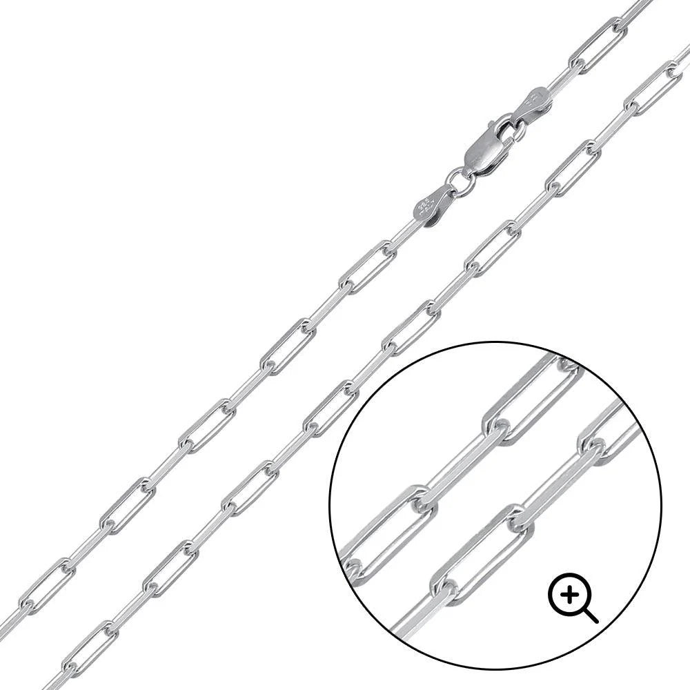 925 Sterling Silver Rhodium Plated Paperclip Link Chain or Bracelet 2.8mm