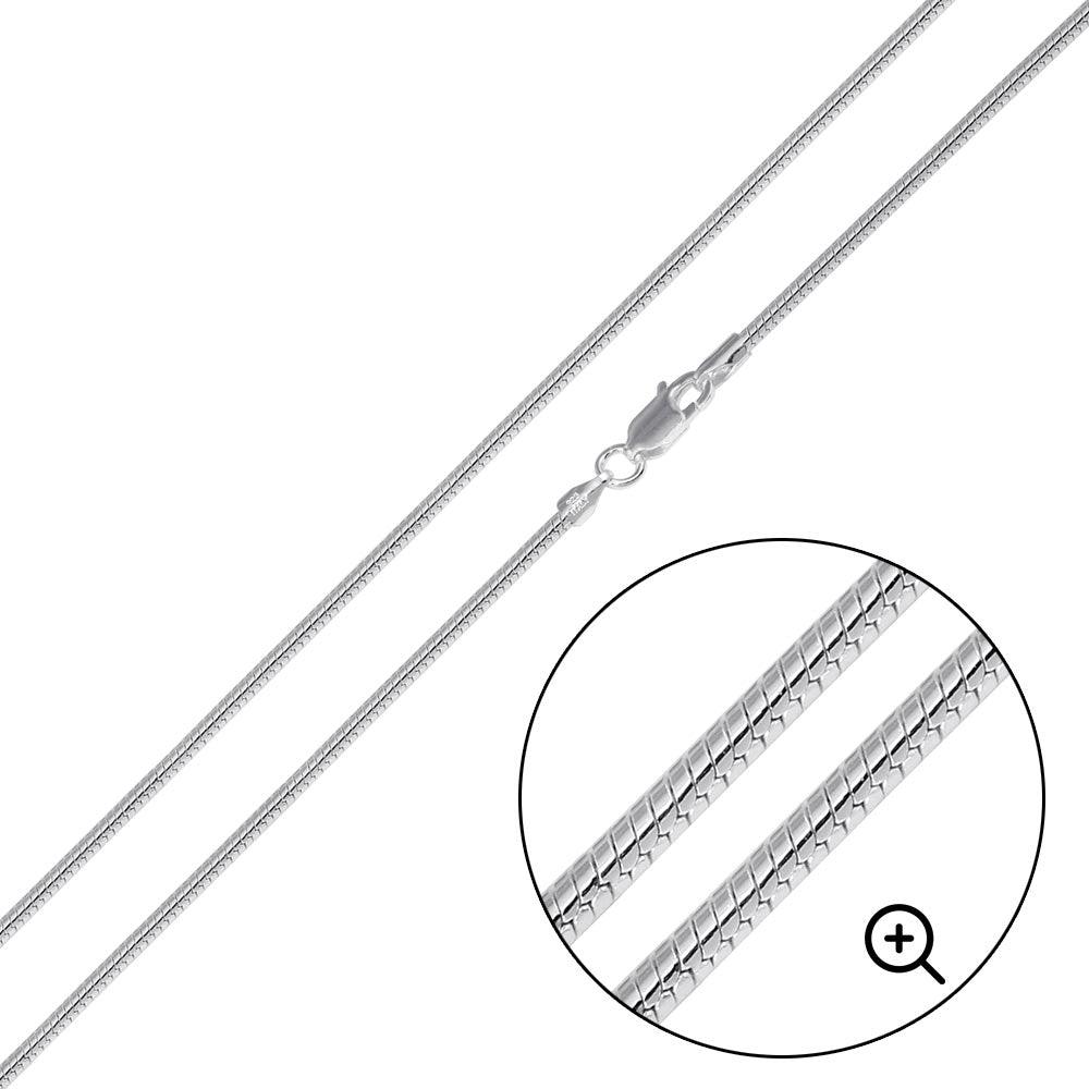 Silver Round Snake 025 Chain or Bracelet 1.2mm