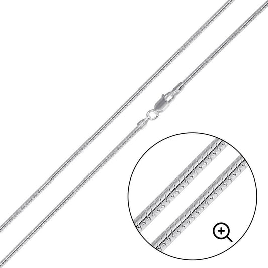 Silver Round Snake 025 Chain or Bracelet 1.2mm