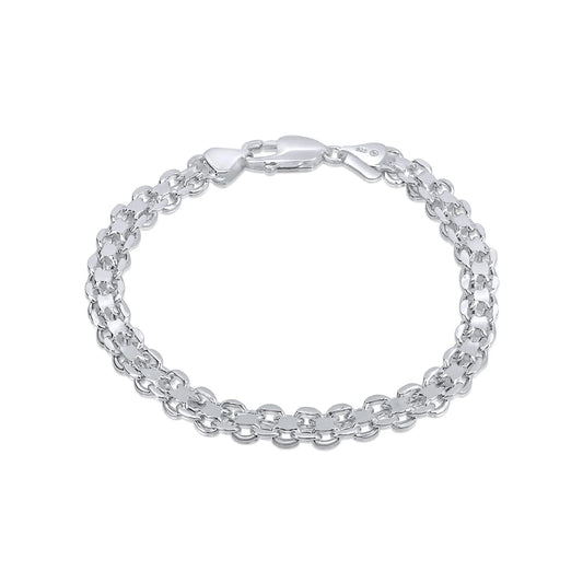 925 Sterling Silver Double Link Bracelet 6.5mm