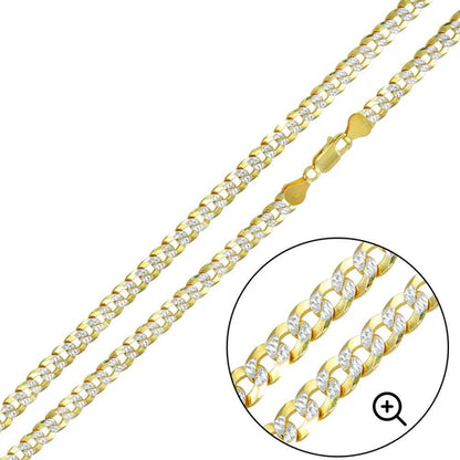 925 Sterling Silver Two-Tone Gold Plated DC Curb Chain 5mm