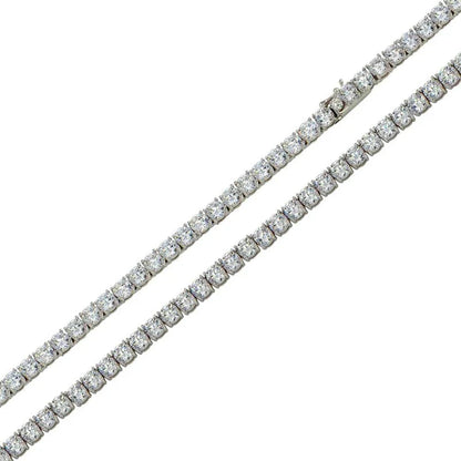 925 Sterling Silver Rhodium Plated Moissanite Stone 3mm Tennis Necklace