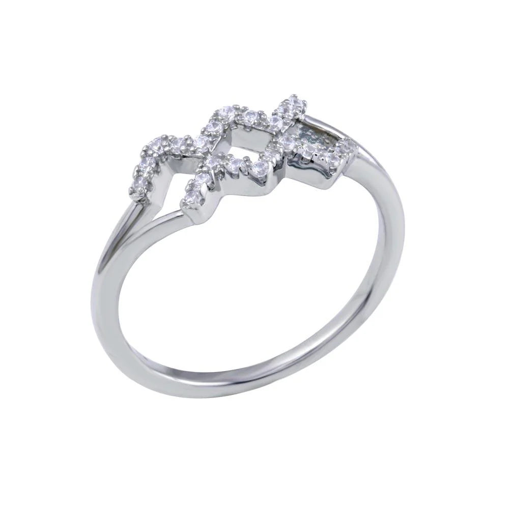 925 Sterling Silver Rhodium Plated Aquarius CZ Zodiac Sign Ring