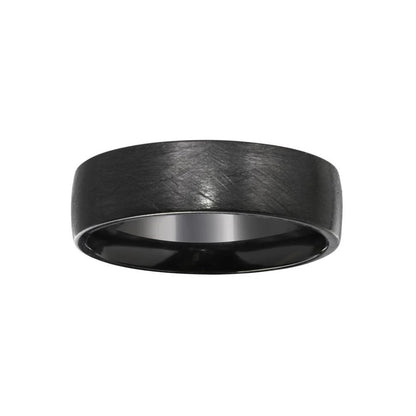925 Sterling Silver Men's Sterling Black Rhodium Plated Matte Finish Band 6.5mm