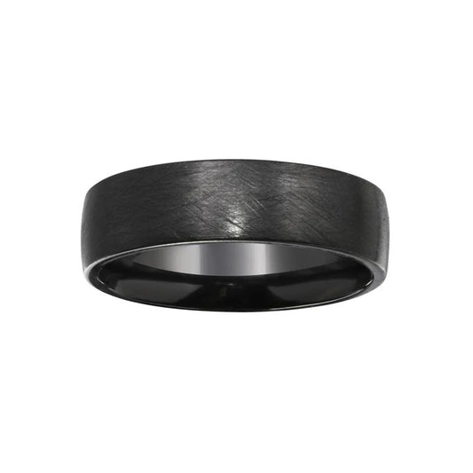 925 Sterling Silver Men's Sterling Black Rhodium Plated Matte Finish Band 6.5mm