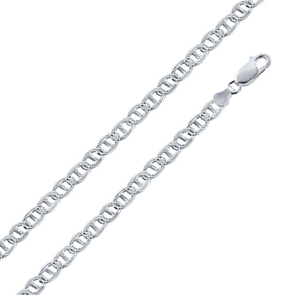 925 Sterling Silver Flat Marina 1 Sided 180 Diamond Cut 7.5mm Chain or Bracelet