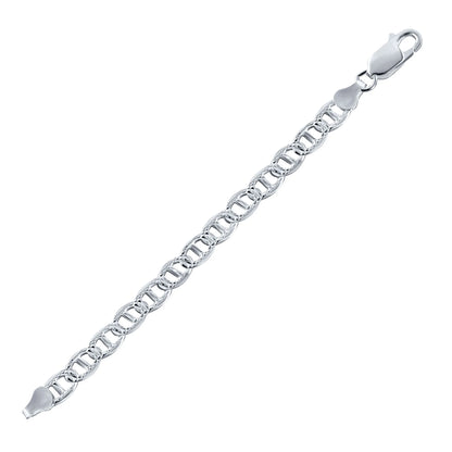 925 Sterling Silver Flat Marina 1 Sided 180 Diamond Cut 7.5mm Chain or Bracelet