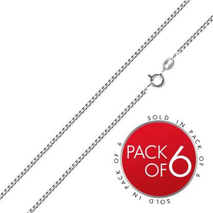 925 Sterling Silver Rhodium Plated Box 015 Chains 0.8mm (Pk of 6)