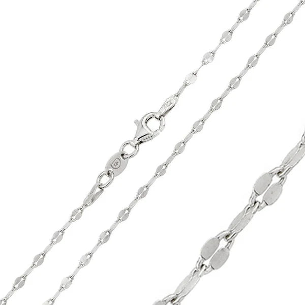 925 Sterling Silver Rhodium Plated Open Confetti DC Link 030 Chain