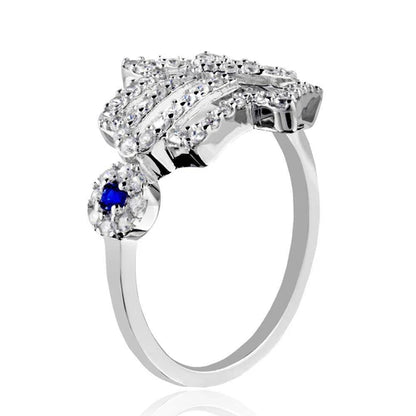 925 Sterling Silver Rhodium Plated Heart Hamsa and Evil Eye with CZ