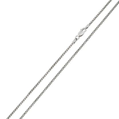 925 Sterling Silver Rhodium Plated Round Box 030 Chain 1.6mm