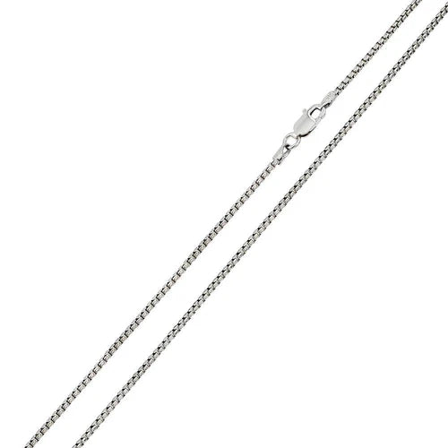 925 Sterling Silver Rhodium Plated Round Box 030 Chain 1.6mm