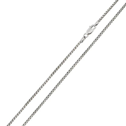 925 Sterling Silver Rhodium Plated Round Box 035 Chain 1.7mm