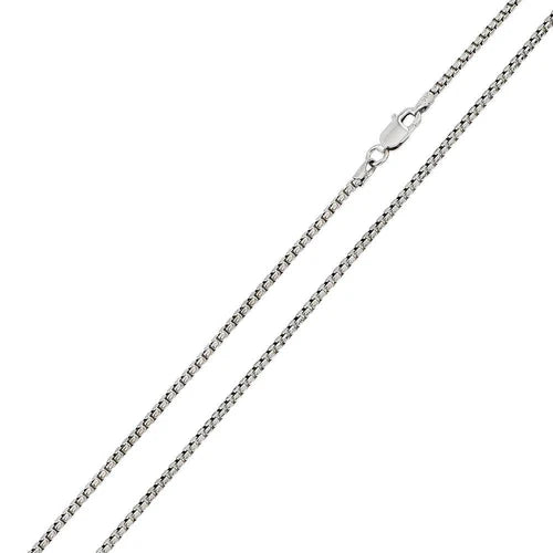 925 Sterling Silver Rhodium Plated Round Box 035 Chain 1.7mm