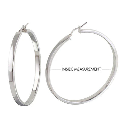 925 Sterling Silver Rhodium Plated Electroforming Flat 4mm Hoop Earrings