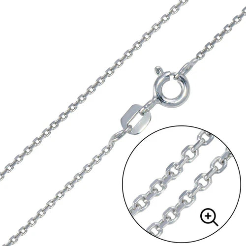 925 Sterling Silver Rhodium Plated Diamond Cut Cable Rolo 035 Chains 1mm