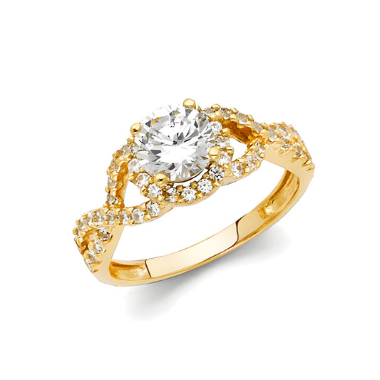 1.25 ct 14K Yellow Gold Cubic Zirconia Woman's Engagement Ring