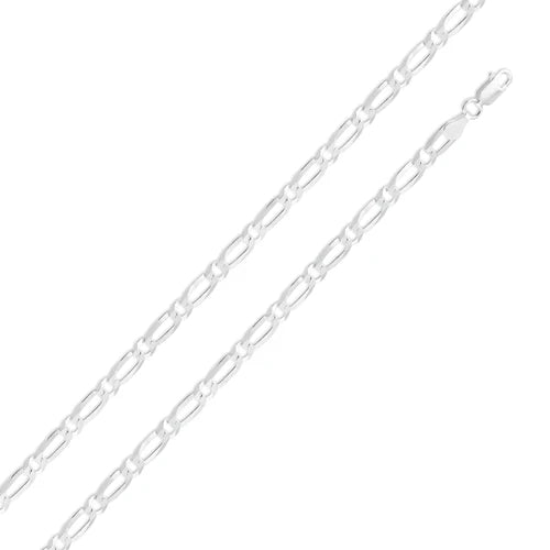 925 Sterling Silver Figaro 120 1+1 4.6mm Chain or Bracelet