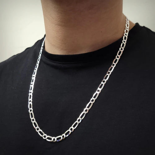 925 Sterling Silver Figaro 120 1+1 4.6mm Chain or Bracelet