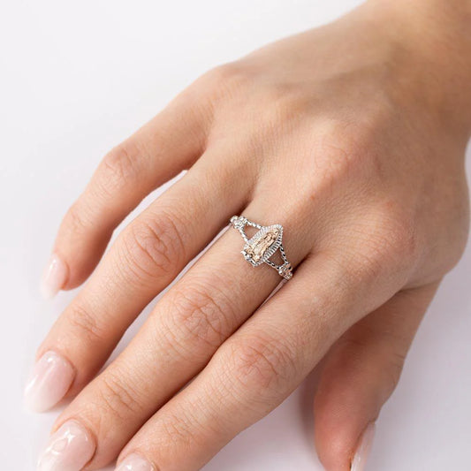 925 Sterling Silver Two-Tone Lady of Guadalupe Open Shank Ring