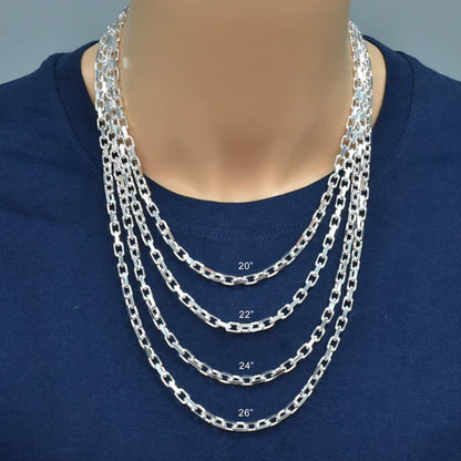 925 Sterling Silver Diamond Cut Forzatina Link 180 Chain or Bracelet 4.8mm