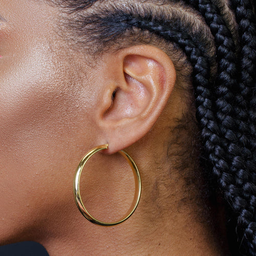 925 Sterling Silver Gold Plated Electroforming Rounded 5mm Hoop Earring