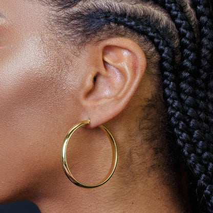925 Sterling Silver Gold Plated Electroforming Rounded 5mm Hoop Earring