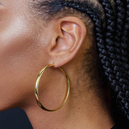 925 Sterling Silver Gold Plated Electroforming Rounded 5mm Hoop Earring