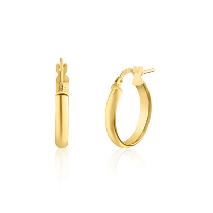 925 Sterling Silver Gold Plated Dome 3.5mm Hoop Earring
