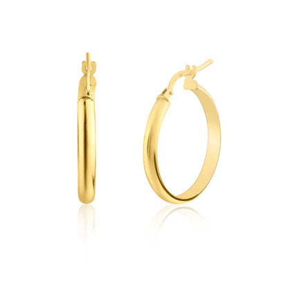 925 Sterling Silver Gold Plated Dome 3.5mm Hoop Earring
