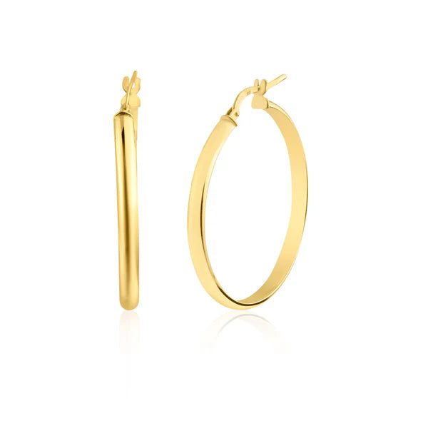 925 Sterling Silver Gold Plated Dome 3.5mm Hoop Earring
