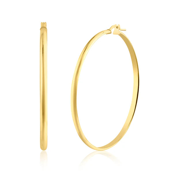 925 Sterling Silver Gold Plated Dome 3.5mm Hoop Earring