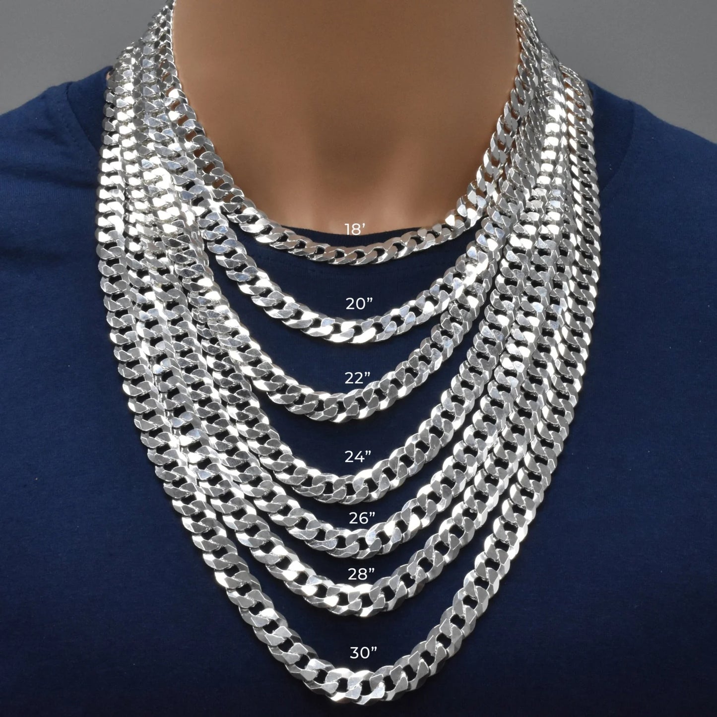 925 Sterling Silver Curb 250 Chain or Bracelet 8.6mm