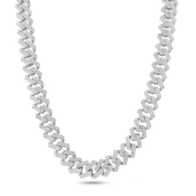 925 Sterling Silver Rhodium Plated CZ Encrusted Miami Cuban Link 10.2mm Chain Or Bracelet