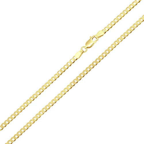 925 Sterling Silver Gold Plated Curb 060 2.1mm Chain